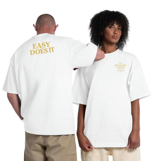 Easy Does it - Long  Signature T-shirts (White / Black)