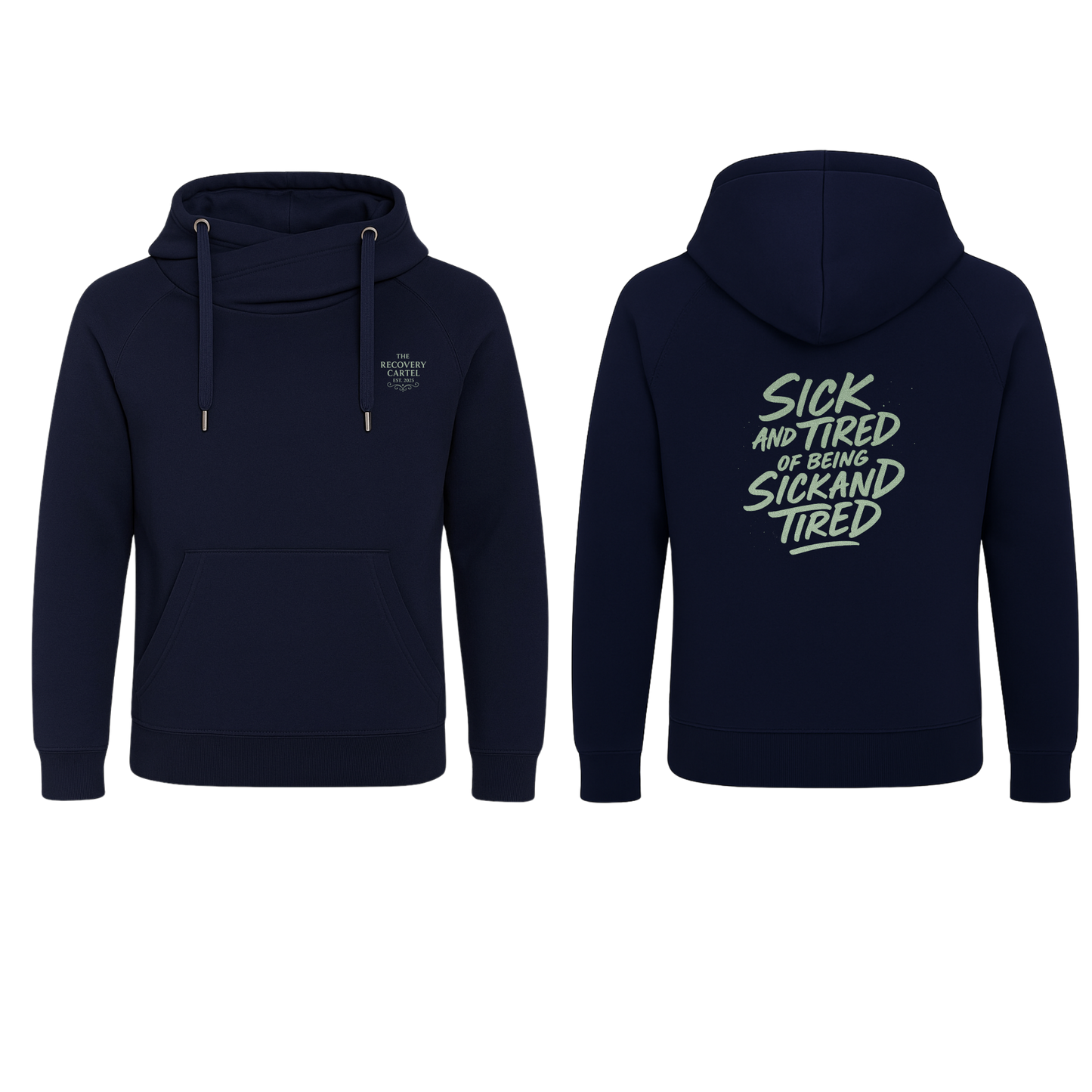 Sick n Tired Premium Hoodie (Navy Hoodie with colour variant logo)