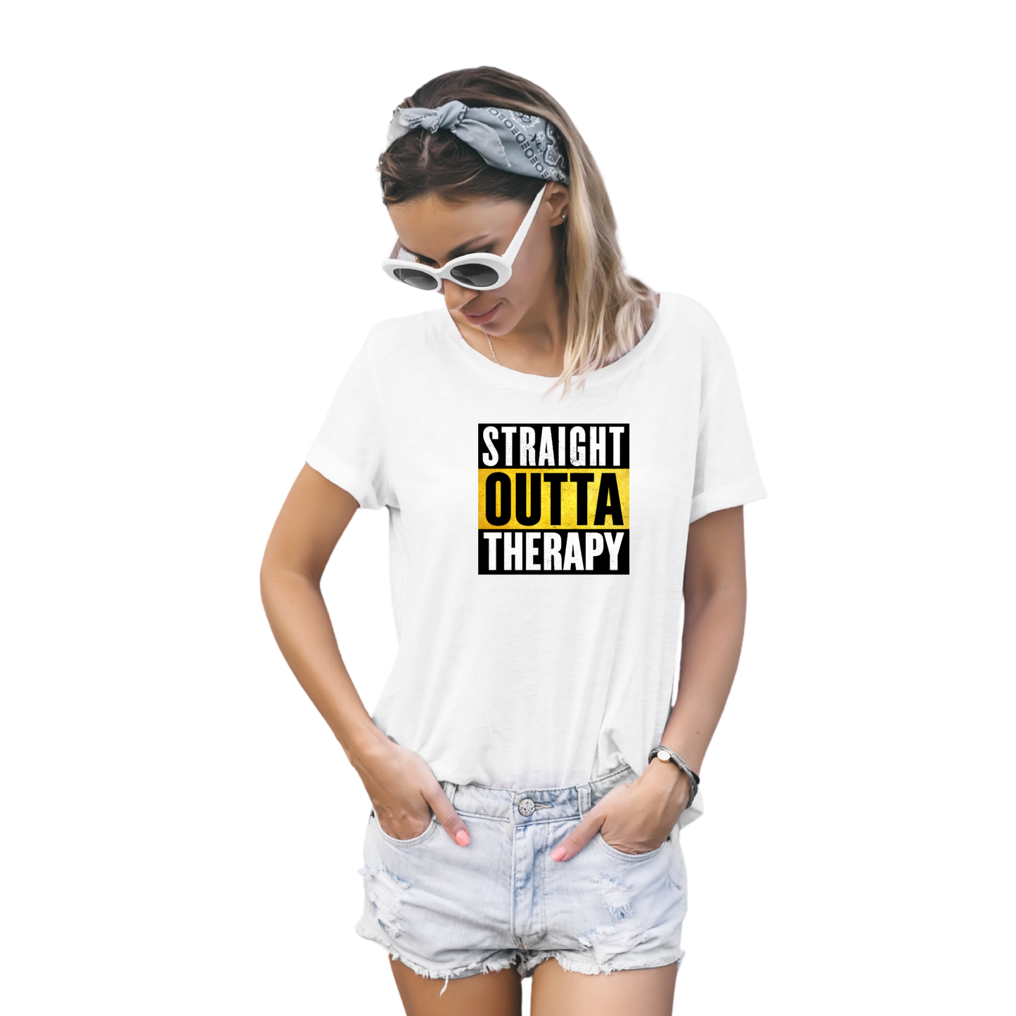 Straight Outta Therapy T-Shirt (Black n Gold Print) Different colour variant
