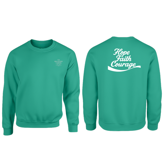 Hope Faith Courage Sweatshirts (Back) White / Jade / Green / Sage