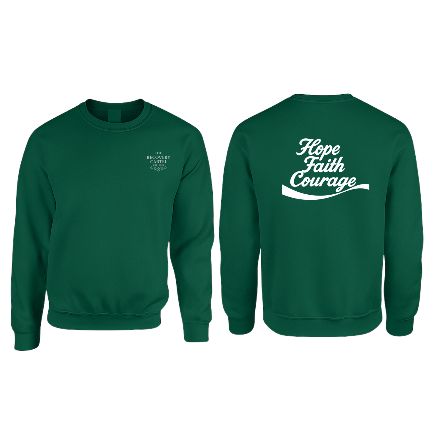 Hope Faith Courage Sweatshirts (Back) White / Jade / Green / Sage
