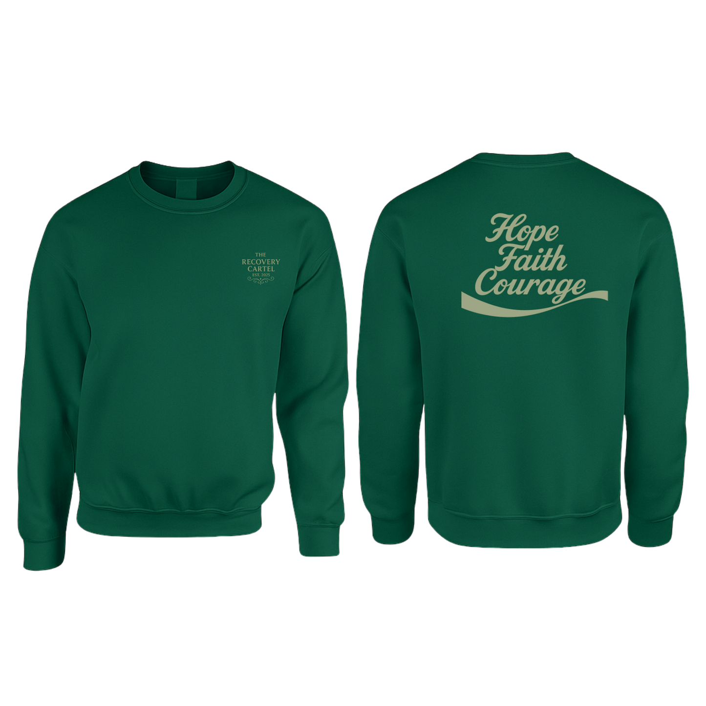 Hope Faith Courage Sweatshirts (Back) White / Jade / Green / Sage