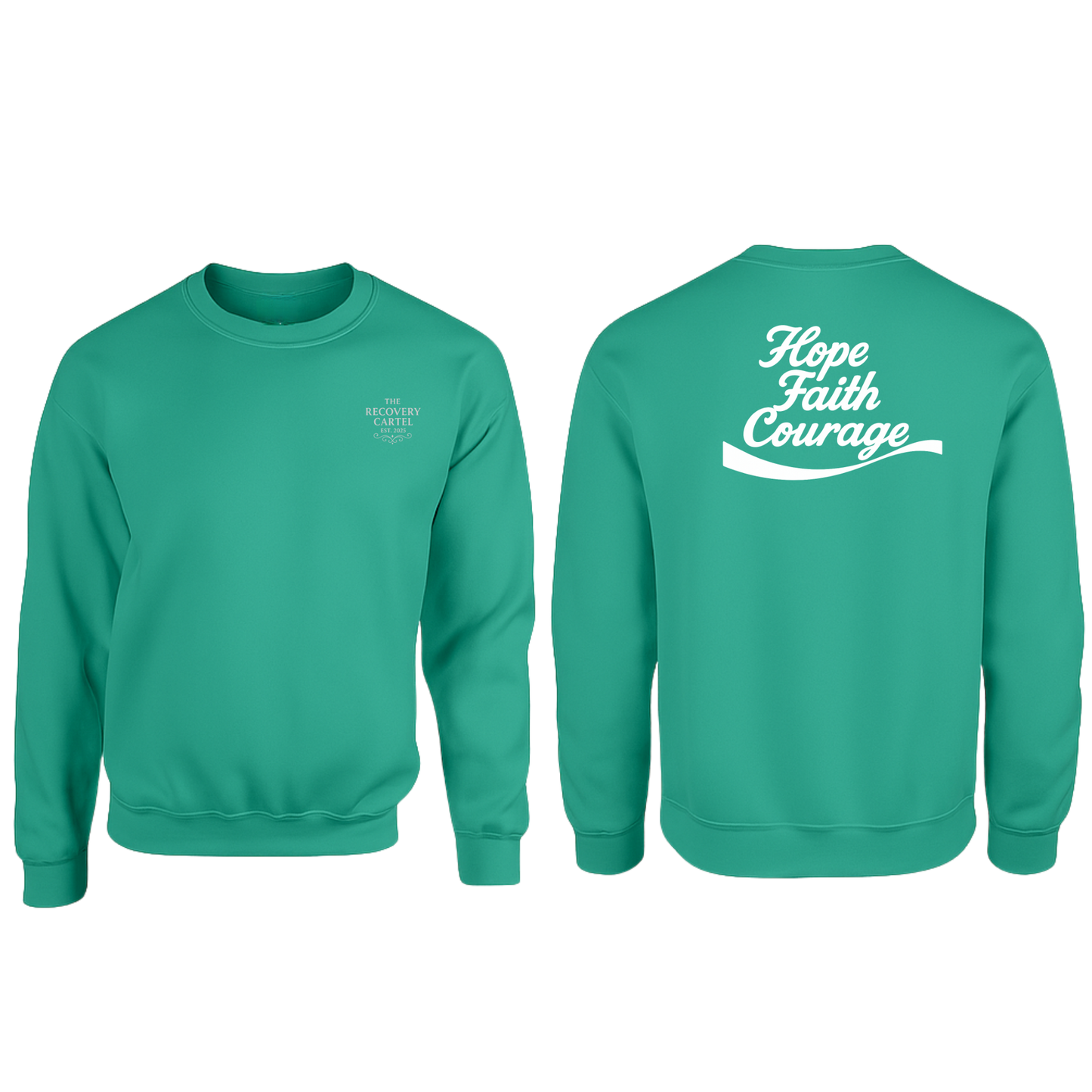 Hope Faith Courage Sweatshirts (Back) White / Jade / Green / Sage