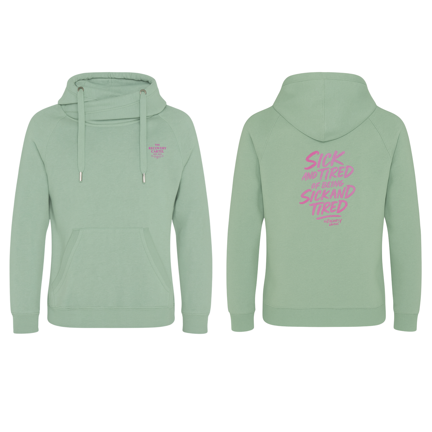 Sick n Tired  Premium Hoodie (Dusty Green Hoodie with colour Variant logo)