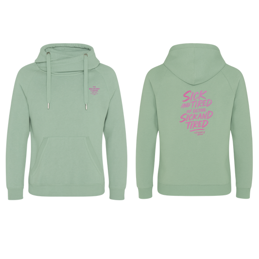 Sick n Tired  Premium Hoodie (Dusty Green Hoodie with colour Variant logo)