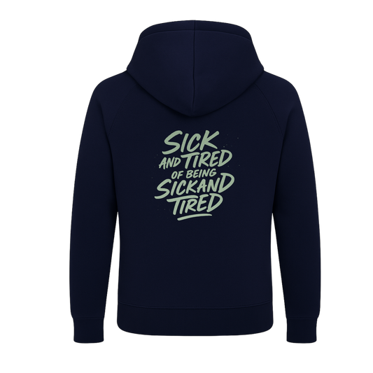 Sick n Tired  Premium Hoodie (Navy Hoodie with colour variant logo)