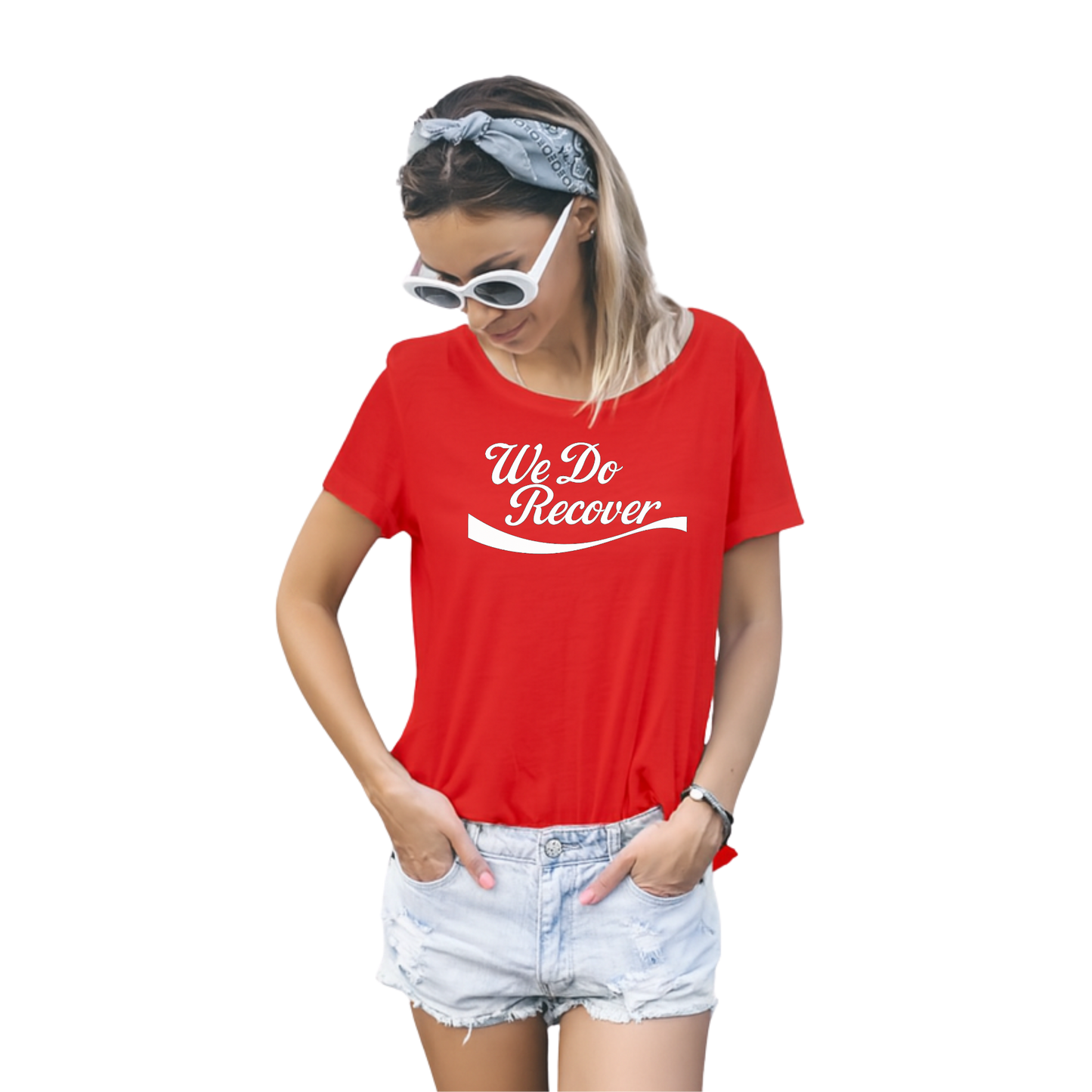 We Do Recover  - T-Shirt  Red with white print