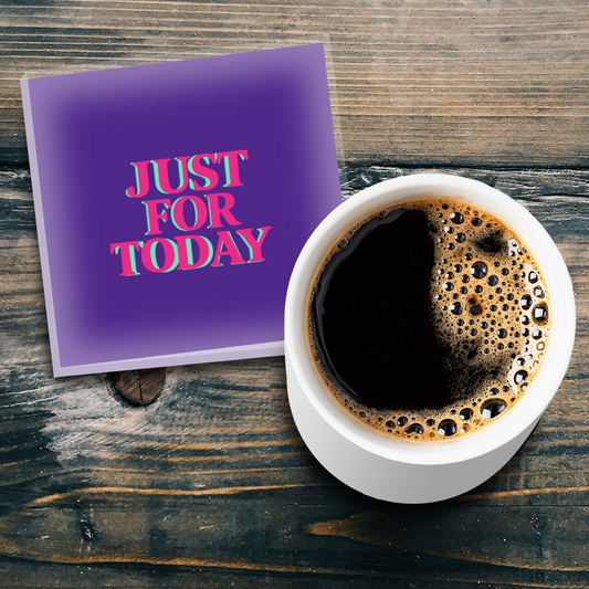 Glass Coaster - Just For Today - Purple