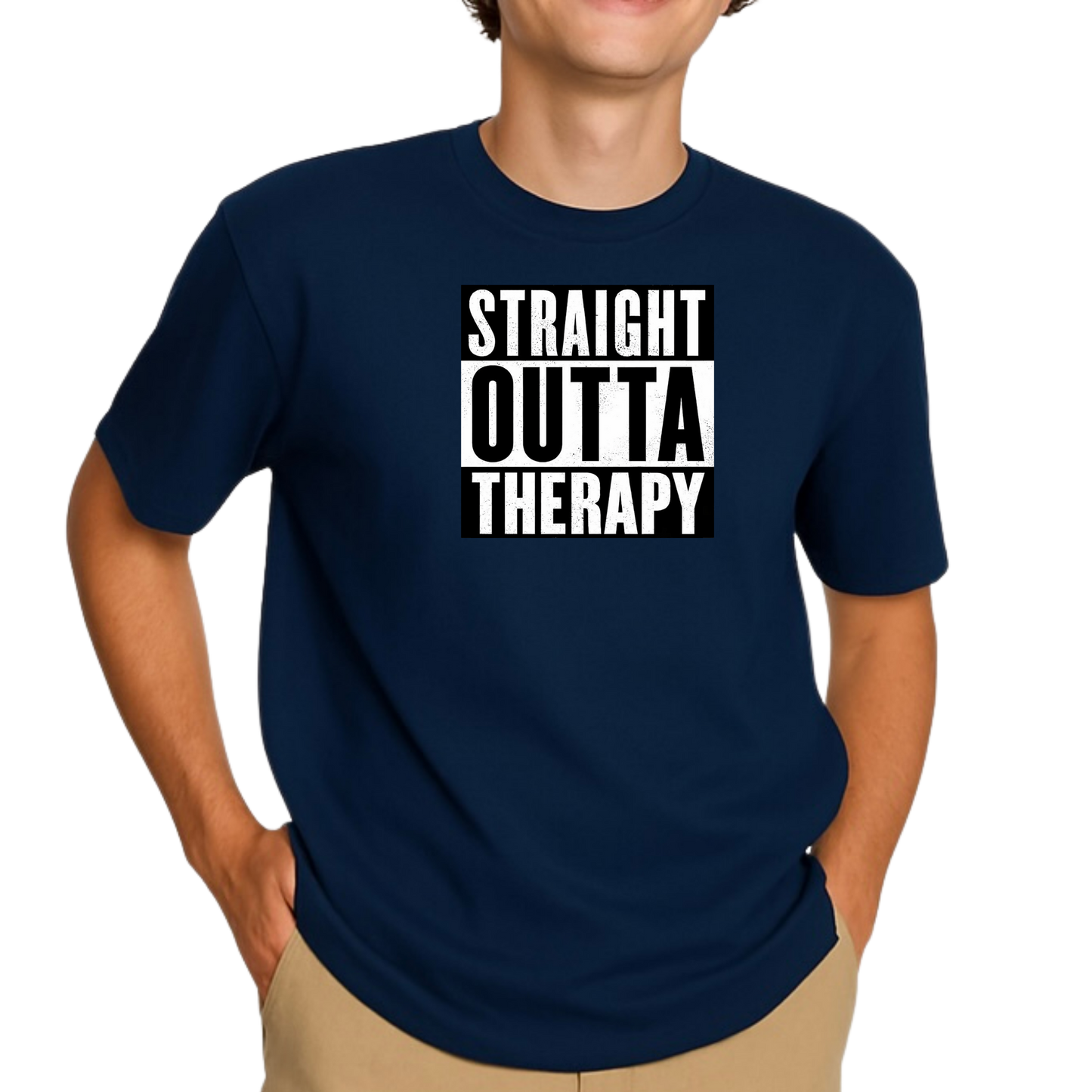 Straight Outta Therapy T-Shirt (Black n White Print) Different colour variant