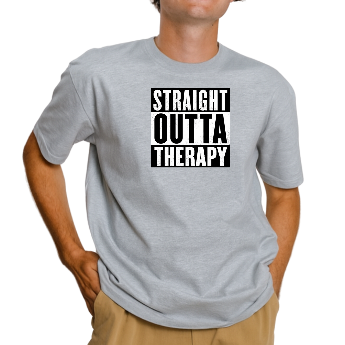 Straight Outta Therapy T-Shirt (Black n White Print) Different colour variant