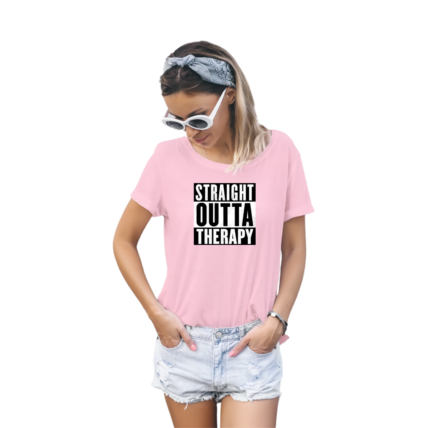Straight Outta Therapy T-Shirt (Black n White Print) Different colour variant