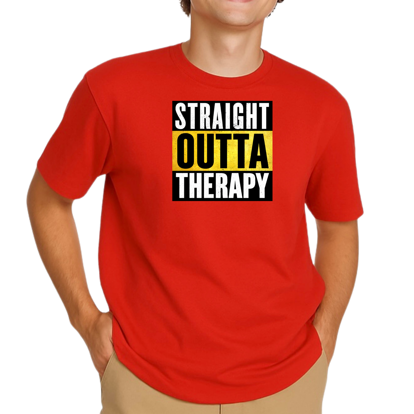 Straight Outta Therapy T-Shirt (Black n Gold Print) Different colour variant