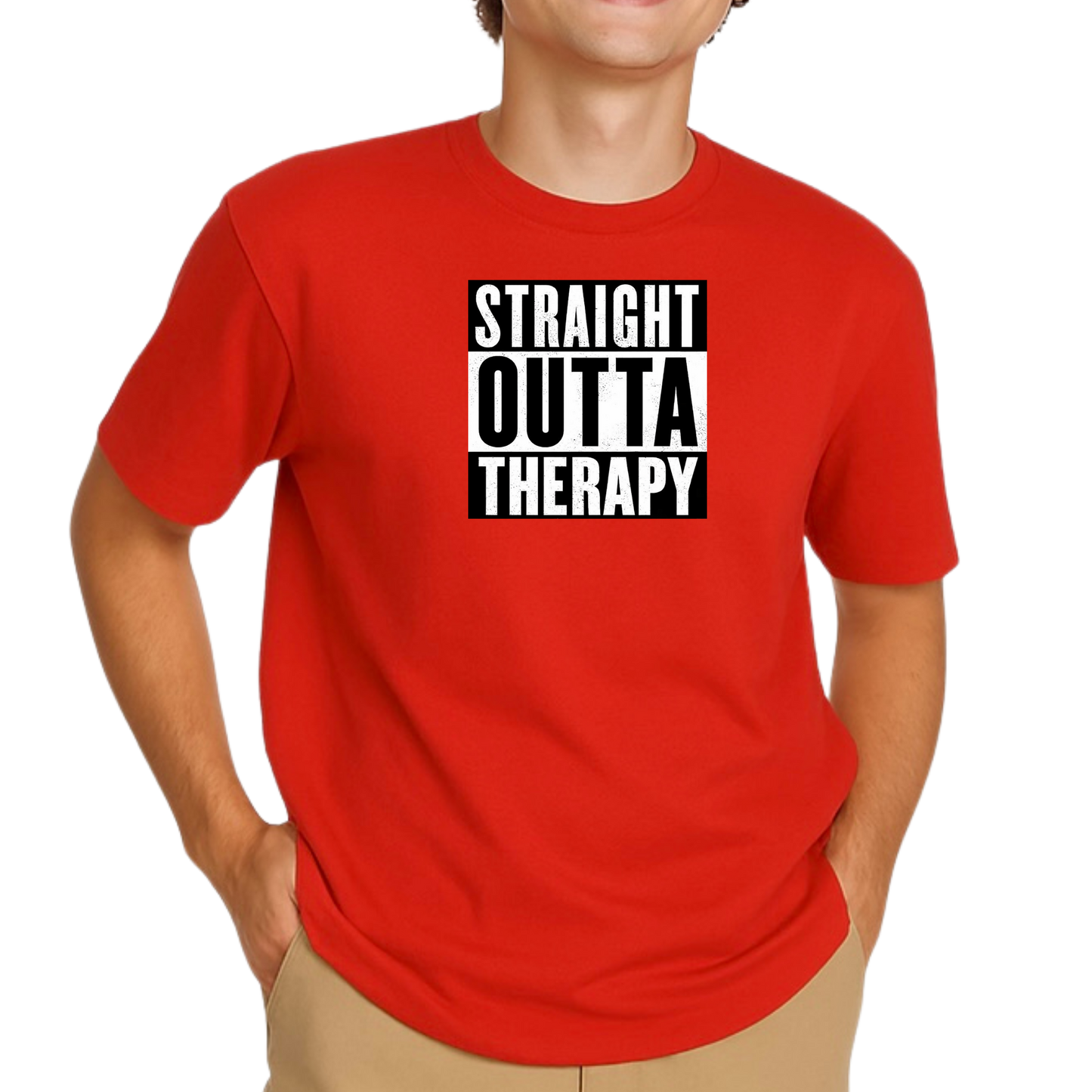 Straight Outta Therapy T-Shirt (Black n White Print) Different colour variant