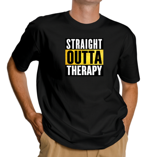 Straight Outta Therapy T-Shirt (Black n Gold Print) Different colour variant