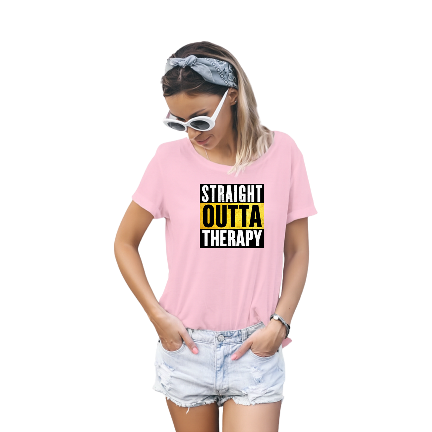 Straight Outta Therapy T-Shirt (Black n Gold Print) Different colour variant
